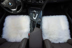 Winter Warmth: Universal Sheepskin Seat Cushion Cover - Natural Wool, for Cars, Trucks, SUVs & Vans - Cozy & Stylish Driving Companion Front White