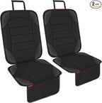 Sinvitron Car Seat Protector for Child Car Seat - Waterproof Non-Slip Leather Mat with 2 Mesh Pockets, Universal Seat Cover for Baby, Pets & Vehicles(2-Pack,Black)
