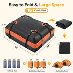 NEWBULIG Car Rooftop Cargo Carrier Bag, 15.1 Cubic Feet Duty Waterproof Bag for All Vehicles with/Without Racks. Includes Anti-Slip Mat, Reinforced Straps, 6 Door Hooks, Storage Bag & Luggage Lock.