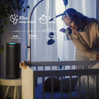 Afloia Air Purifiers for Home Large Room Up to 1076 Ft², 3-Stage Filter Air Purifier for Bedroom 22 dB, Air Purifiers for Pets Dust Dander Mold Pollen Odor Smoke, Kilo White, 7 Colors Light