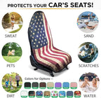 Waterproof Sweating Car Seat Cover for Post Gym Workout, Running, Swimming, Beach and Hiking, Universal Fit Non-Slip Bucket Seat Protector for Cars SUV Trucks, Machine Washable (Flag)