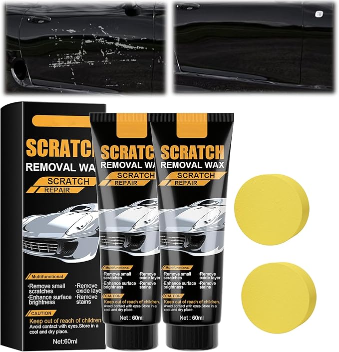 2 Set 2026 New Car Scratch Removal Wax, Scratch Remover for Vehicles, Car Scratch Repair Paste with Sponge, Car Polishing Wax Scratchs Remover Cars Paint Scratchs Repair Kit for Deep Scratches