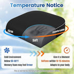 Seat Cushion for Tailbone Pain Relief, Office Chair Cushion, Memory Foam Large Chair Cushion with Non-Slip Cover for Soft Support at Office Chair, Car Seat, Airplane Black/Large