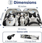 GENANY Tuxedo Cat Family Windshield Sun Shade for Car SUV Truck (55x30 inches), Sun Shade Windshield, Shades for Windows, Protector Blocks UV, Spring Car Decor