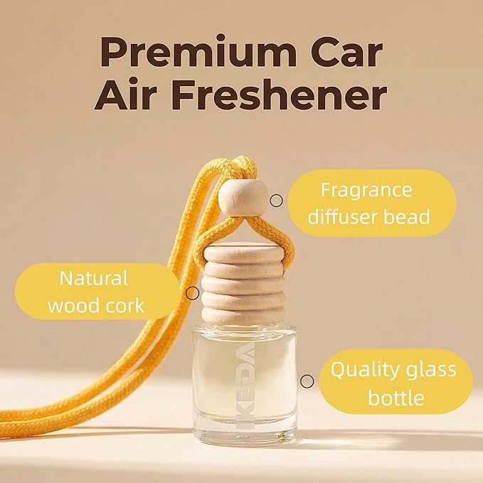 IKEDA Car Air Freshener, Essential Oil Diffuser for Car, 4ml Hanging Car Air Freshener, 45+ days Long Lasting Air Freshener(2 * 4ml Pack of Coconut)