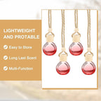 uxcell 8pcs Hanging Car Air Freshener Perfume Bottle, 10ml Pendant Empty Clear/Red Glass Essential Oil Aromatherapy Diffuser with Wooden Cap for Car Decor (Clear/Red, Round)