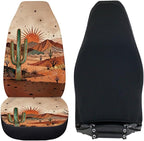 BIGCARJOB Desert Cactus Car Seat Cover Full Set Universal Car Interior Accessories Set Women Auto Interior Seat Protector Saddle Blanket