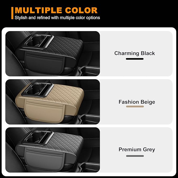Armrest Cover for Car Fit for Jeep Cherokee - Center Console Cover with Cup Holders and 2 Storage Pockets(Beige)