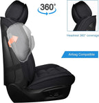 AOOG Fuzzy Car Seat Covers, Heated Bench Back Cushion Protector for Cars SUV Trucks(Full Set,Black)