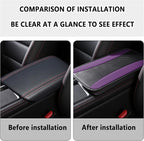 Stylish Car Center Console Cover,PU Leather Car Armrest Cover Prevent Scratches on Center Console,Universal Car Armrest Cushion Car Accessories Interior for Car SUV Truck (Purple)