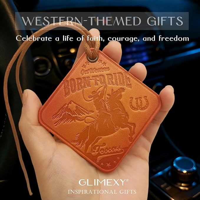 Leather Car Air Freshener Hanging for Cowboy Texas Souvenirs Western Car Accessories Cowboy Gifts for Men Leather Car Scent Western Gifts for Men