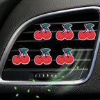 6 Pcs Red Cherry Air Vent Clips, Cute Cherry Car Air Fresheners Vents Clips Diamond Vent Clip Car Interior Decor Charm Bling Cars Accessories Cars Decoration for Women, Automotive Air Fresheners