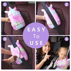 FIODAY Car Seat Belt Covers for Kids Unicorn Seat Belt Pillow Soft Seat Belt Cushion Adjust Seat Strap Pillow Head Neck Support for Children Boys Girls Travel