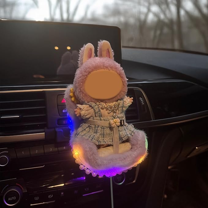 Car Air Freshener Vent Clip with Light Used for Jelly Cat Car Seat,Have A Seat Compatible with Fuggler Accessories (Battery Type-Purple) s (USB Type-Pink)