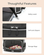Expandable Pet Carrier: NOBLE DUCK Soft-Sided Cat Dog Carrier 17x11.8X(11.6+4.3) Inches Small Medium Cats Dogs Portable Travel Carrier Up to 25 Lbs Black