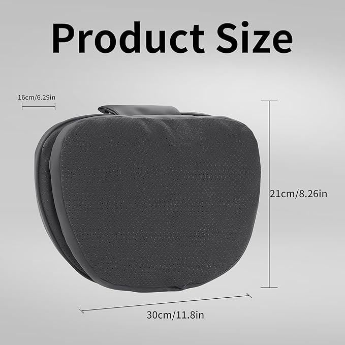 Car Headrest Pillow for Driving, Dual-Sided Leather Design Neck Pillow, Breathable Softness Neck Support, Universal Fit Head Rest Travel Pillow, Black, 2 Pack