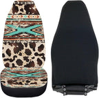 Car Seat Covers Front Seats Only for Women Men Auto Seat Covers Set of 2 Pack Bucket Cover for Cars SUV Truck Sedan, Easy to Install（Aztec Ethnic Cow Leopard Print 83）