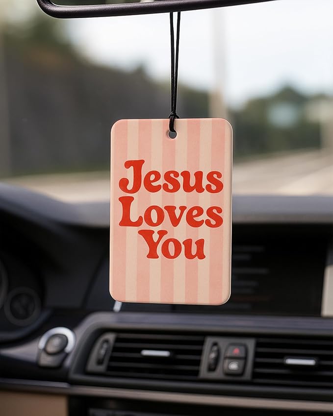 Christian Car Air Freshener 4 Pcs Coconut Scented, Inspirational Christian Car Accessories Mirror Decor for Women, Religious Bible Verse Hanging Air Freshener for Cars Closet Drawer Books