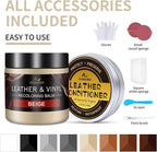 Leather Recoloring Balm with 100ml Mink Oil, Beige Leather Repair Kit and Scratch Remover for Furniture, Car Seats, Sofas, Dye & Restorer for Couches, Vinyl, PU, Faux