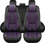 otoez Car Seat Covers Full Set, Universal Leather Seat Cover 5 Seat Waterproof & Breathable Automotive Seat Protector Full Coverage for Cars Sedens, Trucks, SUVs, Vans (Dark Purple)