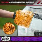 AIDEA Car Wash Mitt Microfiber, 1PK Scratch Free Lint-Free, Premium Chenille Microfiber Mitt Car Wash Brush, Orange, Regular Size 7.12''X10.14''