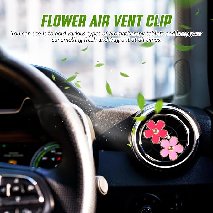PartyKindom 6 Pcs Daisy Flower Car Air Freshener Clips Cute Aromatherapy Vent Clips for Women Multi-Functional Air Diffusers for Home and Auto