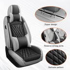 Car Seat Covers Compatible with Toyota Camry 2012-2026 Durable Waterproof Automotive Seat Covers Stretchable Fabric Material,Airbag Compatibility,Premium Nappa Leather(Black Gray,Full Set with Pillow)