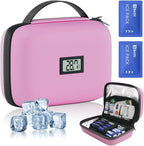Insulin Cooler Travel Case with Temperature Display, TSA Approved Diabetic Cooling Bag for Insulin Pens and Supplies, Refrigerated Medicine Organizer with 2 Ice Packs