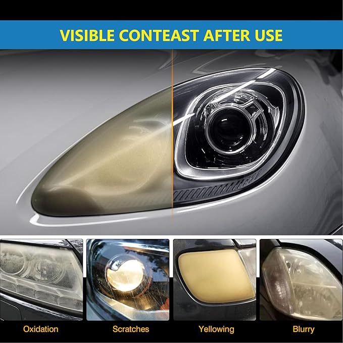 Ceramic Headlight Restoration Kit, Ceramic Headlight Coating with 30ML Repair Liquidfor Repair Headlight Yellowing, Haze, Oxidation, Scrashes