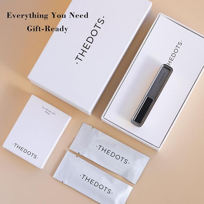 THEDOTS Car Vent Clip Air Freshener, Grey Magnetic Slide Diffuser, 2 Refills Moroccan Mint Tea, Long Lasting Car Fresheners Auto Gift