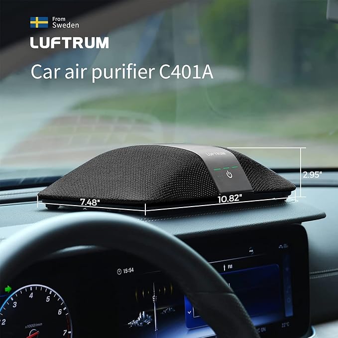 Car Air Purifier with H13 True HEPA Filter: Car Portable Air purifier for Exhaust Fumes, VOC, Smoke, Odors, and Bacteria, 99.9% Removal to 0.1 Microns - Air purifier for Car Traveling Bedroom (black)