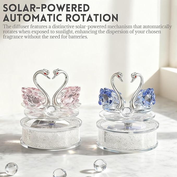 Swan Car Diffuser - Perfume Aromatherapy Diffuser, Solar-Powered Car Air Fresher Elegant Car Interior Accessory (Pink, Medium)