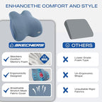 Skechers Women’s Lumbar Pillow, Memory Foam Lumbar Support Pillow for Office,Chair Lower Back Pain Relief Lumbar Pillow,Ergonomic Design Back Support Pillow for Office Chair,Car,Home,Travel,Blue