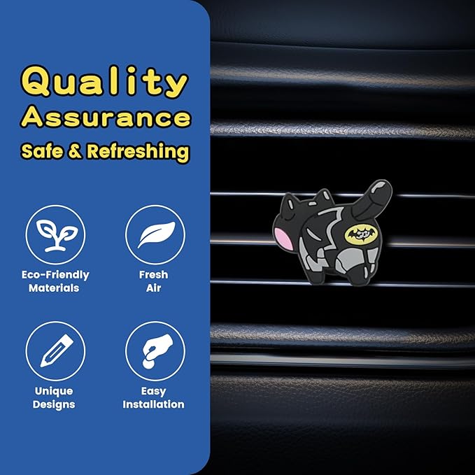 Air Vent Decoration - Cute Super Kitty Hero Decorative Vent Clip for Cars, Bedroom or Office [Batcat]