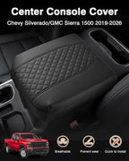 Shademax Center Console Cover for Chevy Silverado/GMC Sierra 1500 2019-2025 2026,Tahoe & Suburban & Yukon 2021-2025 Bucket Seat, Armrest Cover for Silverado Accessories Leather Cushion Pad Protector