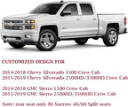 Coverado Chevy Silverado Seat Covers Full Set, Faux Leather Car Seat Covers Fit for 2014-2018 1500, 2015-2019 2500HD 3500HD Chevy Silverado GMC Sierra Crew Double Extended Cab(Blueline)