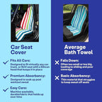 2 Pack Car Seat Towel Covers, Sweat Protector for Front Seats, Premium Thickened Microfiber with Colorful Rainbow Stripes, Breathable & Quick Dry, Slip-on Headrest Pocket for Gym, Beach, Running