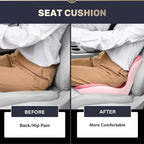Coverado Car Seat Cushion and Lumbar Support Pillow One Piece, Memory Foam Ergonomic Back Support Driving Seat Cushion for Back Pain, Non-Slip Washable Cushion for Car, Driver, Office