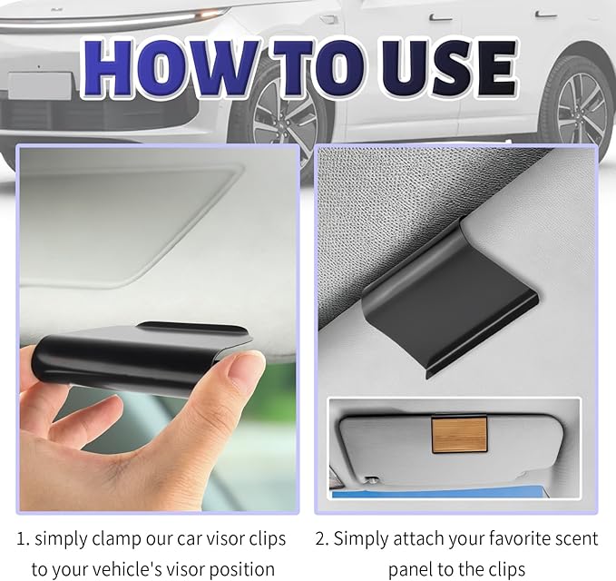 Compatible with Drift Car Air Freshener Sun Visor Clip,Metal Wood Car Freshener Visor Clip with High Clamping Force,Universal Wood Cars Air Fresheners Visors Clips Cars Accessories