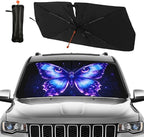 Butterfly Eye Car Windshield Sun Shade Umbrella Funny Butterflies Sunshades for Car Windshield Upgraded Sun Visor Protector for Sedan SUV Most Vehicles Printed Front Window Shades