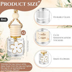 2 Sets Hanging Car Air Freshener and Essential Oil Diffuser, Car Air Freshener Daisy Essential Oil Diffuser Long Lasting Automobile Aromatherapy(White,Vanilla Cream)