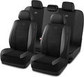 Skechers Air-Cooled Memory Foam Seat Covers,Mesh Thick Car Seat Covers,Piping Leather Car Seat Cover,Airbag Compatible,Automotive Comfort for Most Cars, Vans, Trucks, SUV(Black, Full Set)