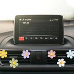 Whaline 6Pcs Daisy Flower Car Air Vent Clips with Fragrance Pads Colorful Floral Car Air Freshener Air Conditioning Outlet Clip Cute Cars Accessories Car Interior Decor