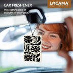 Lacama Black Boho Floral Car Air Freshener 3Pcs, Retro Abstract Mid Century Henri Matisse Floral Cars Scents Air Freshener for Women Girls Gifts, Flower Car Accessories Interior Mirror Decor Hanging