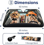 GENANY Yorkshire Terrier Family Windshield Sun Shade for Car SUV Truck (55x30 Inches), Sun Shade Windshield for Windows, Protector Blocks UV, Car Decor