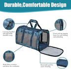 Soft-Sided Kennel Pet Carrier for Small Dogs, Cats, Puppy, Airline Approved Cat Carriers Dog Carrier Collapsible, Travel Handbag & Car Seat (Blue Cat Print, 19" L x 11" W x 11" H)