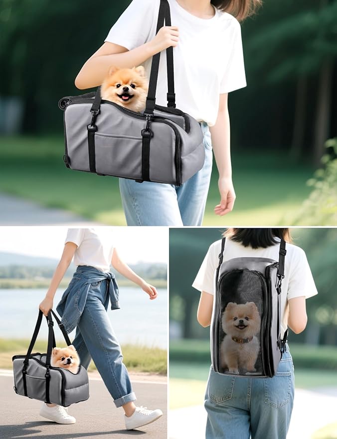 Dog Car Seat for Small Dogs, Portable Center Console Dog Car Seat, Pet Travel Backpack with Safe Protection Hooks and Double Fixation Seat Belts, Suitable for Small Dogs & Cat Under 12 lbs