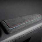 BETTERHUMZ Car Door Armrest Cushion Pad for Alcantara Suede, Car Elbow Rest Pad for BMW 3 4 5 6 7 8 X1 X3 X4 X5 X6 Z4 Series Car Accessories (Left, Blue red line)