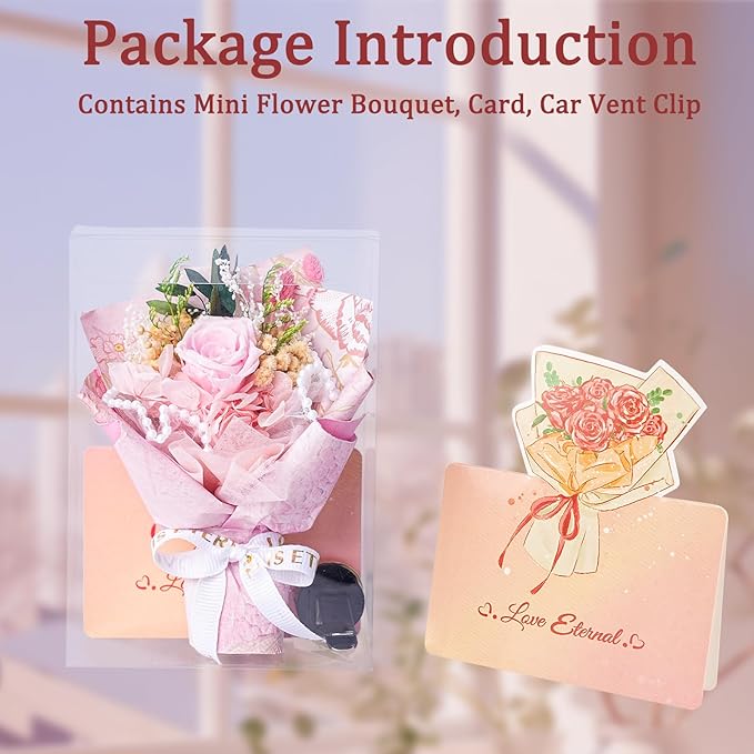 Small Bouquet Car Air Freshener Vent Clips Mini Fresh Flower Bouquet Air Conditioning Outlet Perfume Clip Decoration Essential Oil Diffuser Vent Clip Auto Interior Accessories for Car Decor