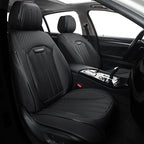 Leather Seat Covers for Cars, 2Pcs Universal Front Automotive Seat Covers, Full Coverage Waterproof Car Seat Covers for Most Trucks, SUVs, Sedans, Luxury Breathable Auto Seat Cover, Black